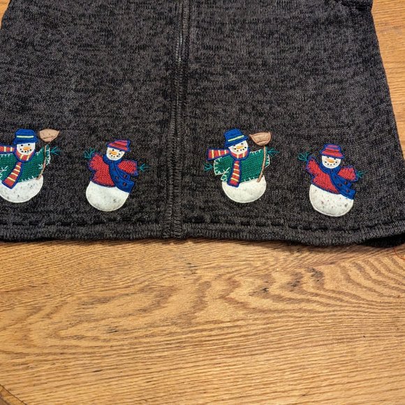 Vest gray zipper size large with snowmen - Picture 3 of 6